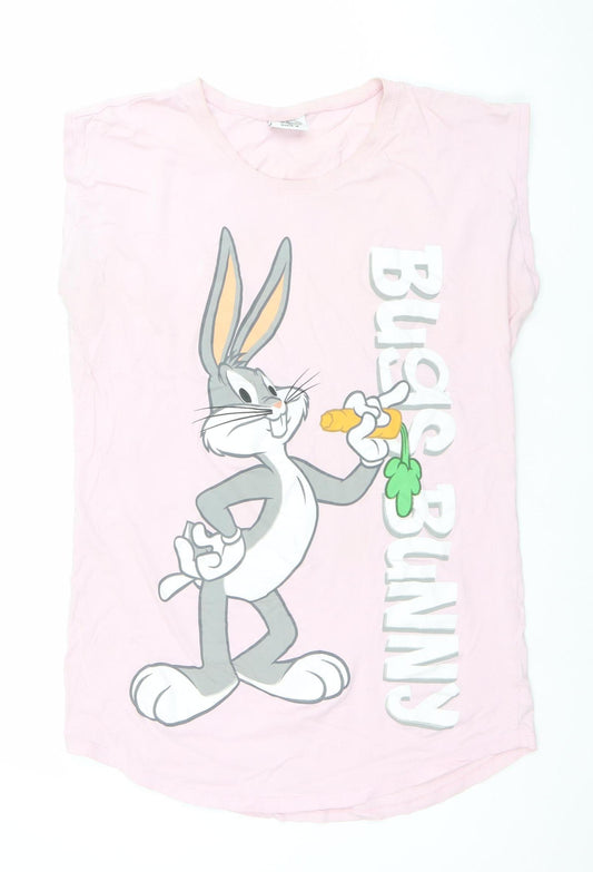 Looney Tunes Womens Pink Bugs Bunny Nightshirt Size 14-16