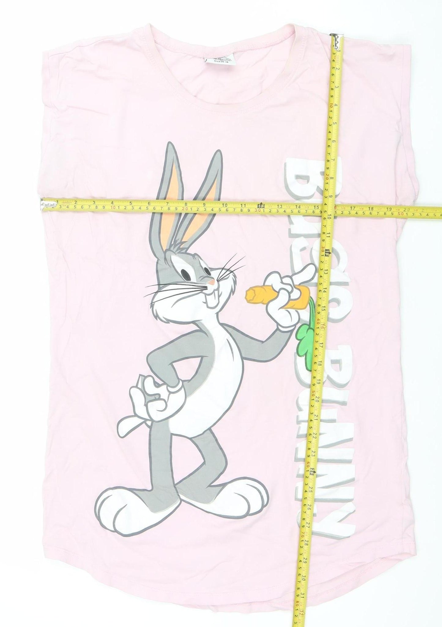 Looney Tunes Womens Pink Bugs Bunny Nightshirt Size 14-16