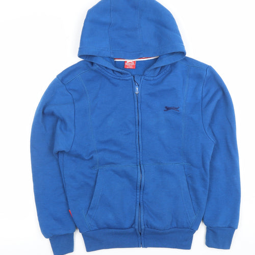 Slazenger Boys Blue Full Zip Hoodie 7-8 Years Polyester Cotton Blend