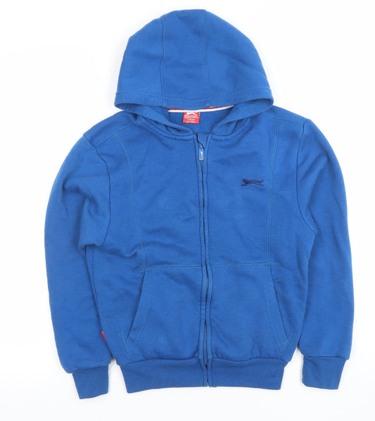 Slazenger Boys Blue Full Zip Hoodie 7-8 Years Polyester Cotton Blend