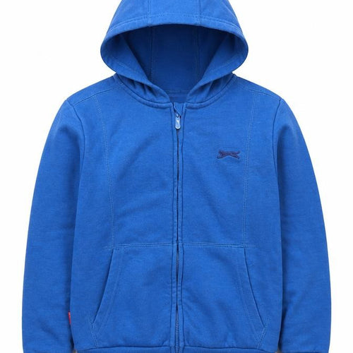 Slazenger Boys Blue Full Zip Hoodie 7-8 Years Polyester Cotton Blend