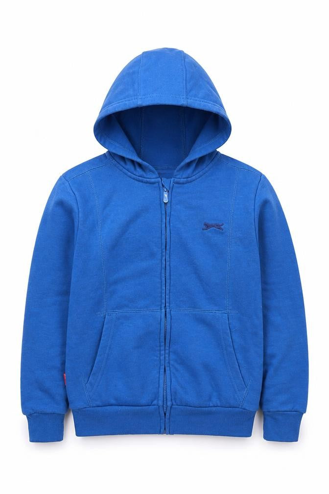 Slazenger Boys Blue Full Zip Hoodie 7-8 Years Polyester Cotton Blend