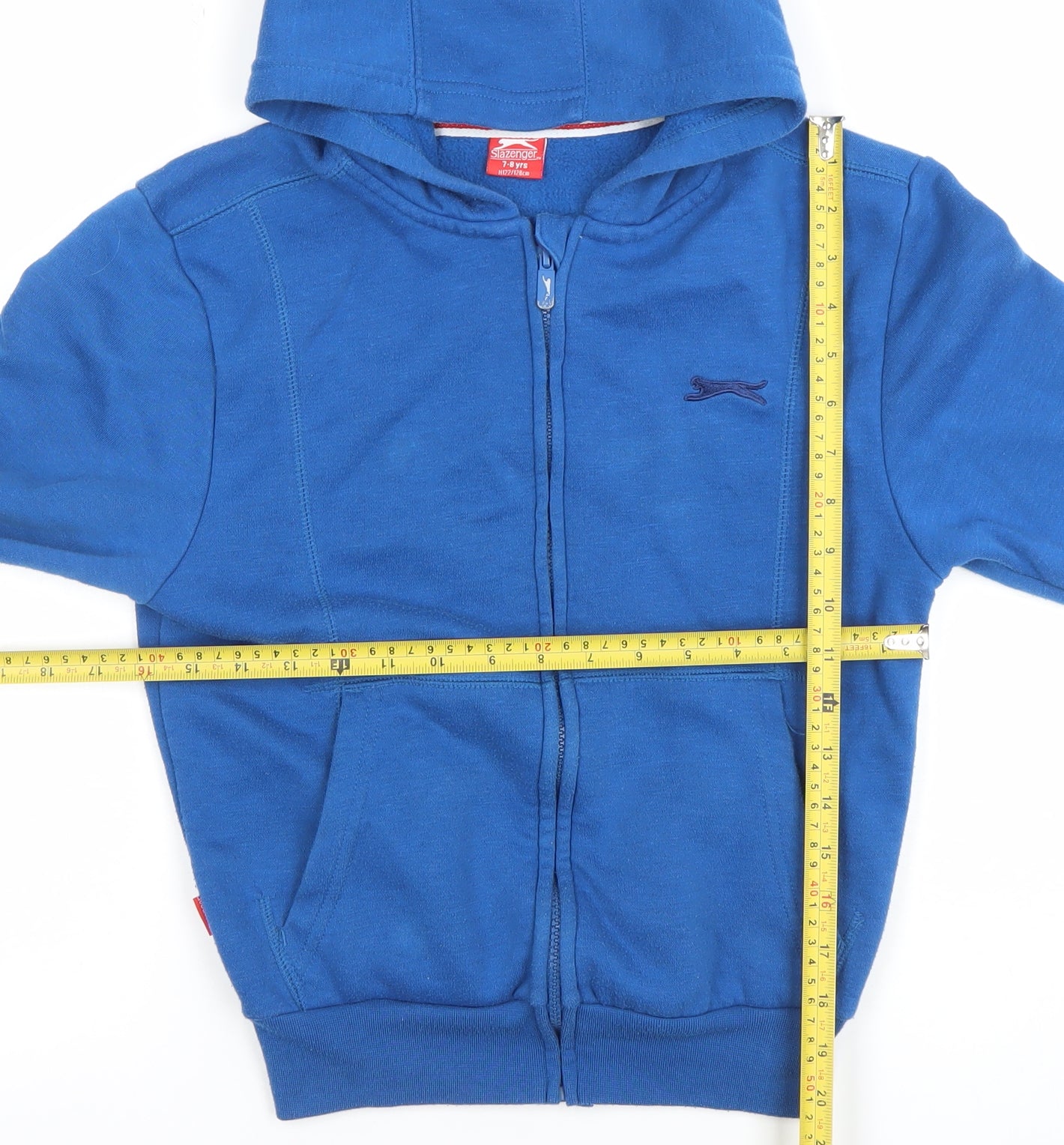Slazenger Boys Blue Full Zip Hoodie 7-8 Years Polyester Cotton Blend