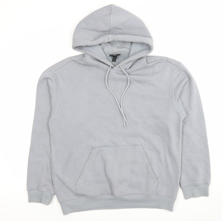 H&M Men's Grey Relaxed Fit Pullover Hoodie Size S
