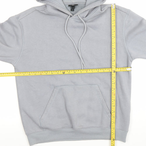H&M Men's Grey Relaxed Fit Pullover Hoodie Size S