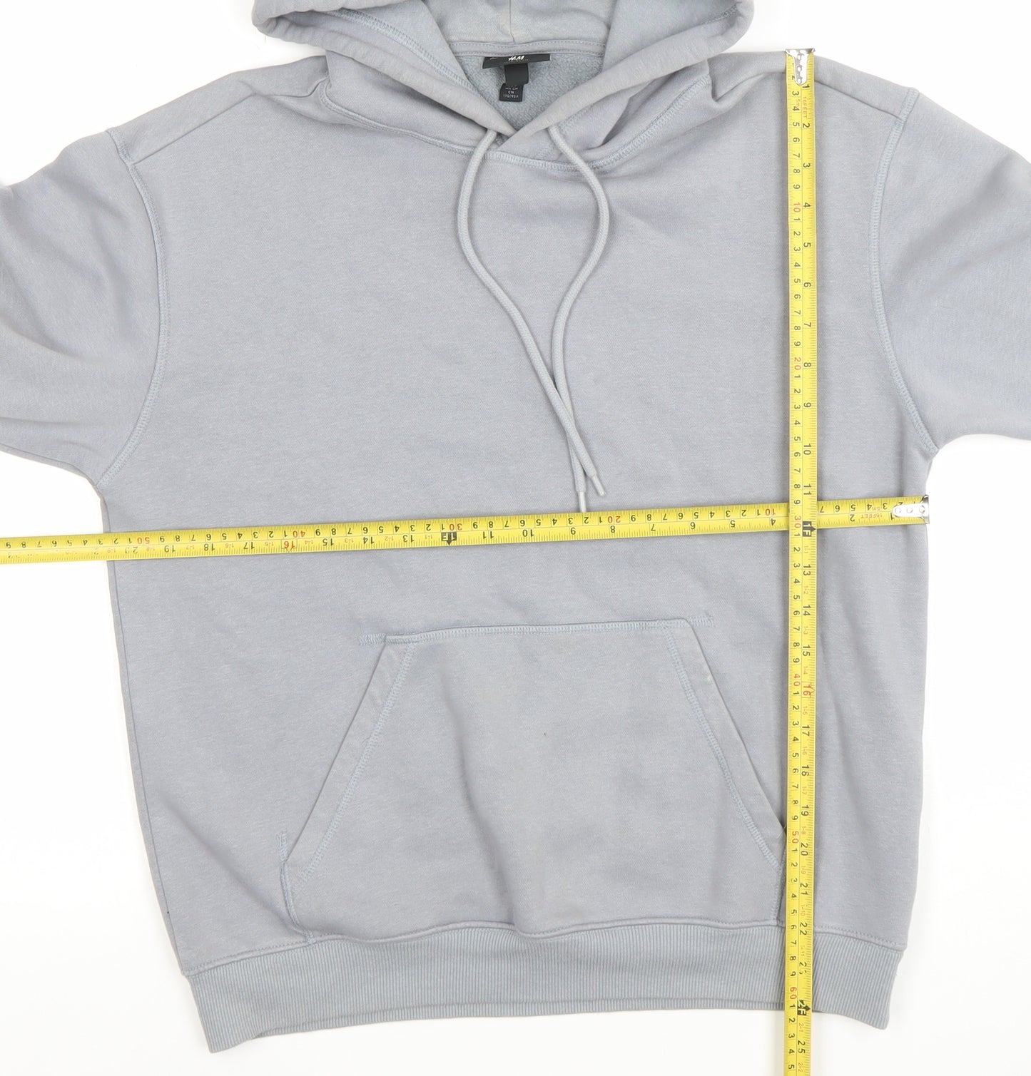 H&M Men's Grey Relaxed Fit Pullover Hoodie Size S