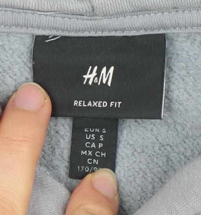 H&M Men's Grey Relaxed Fit Pullover Hoodie Size S