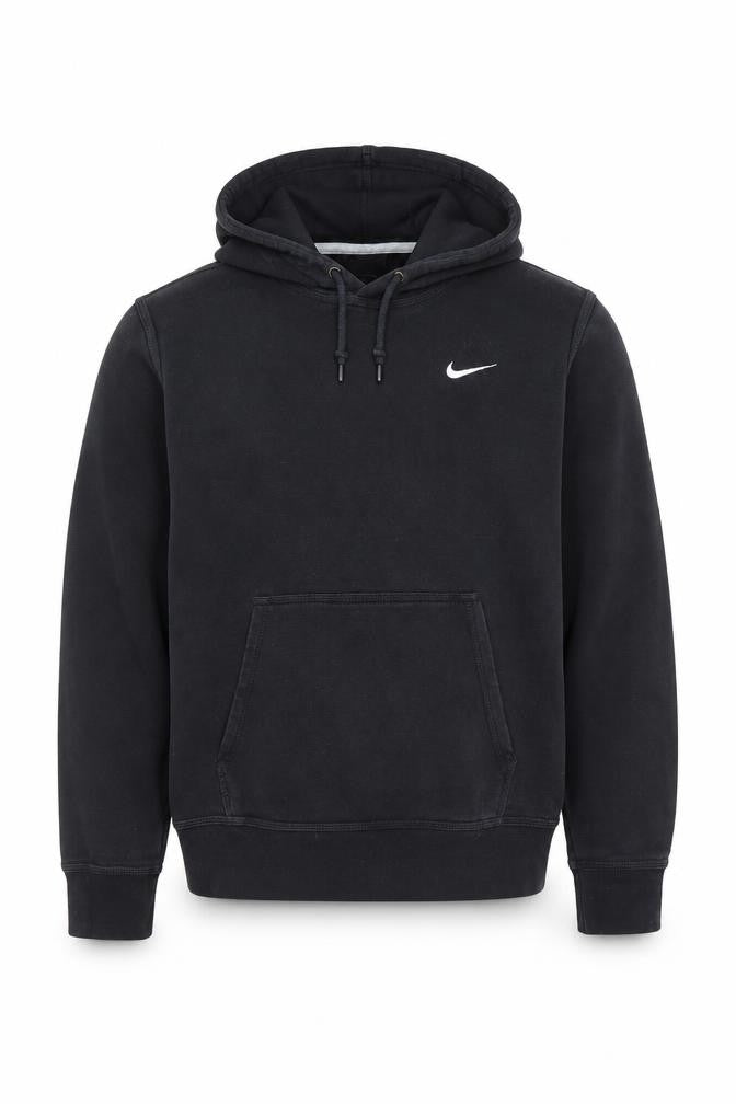 Front view of Nike Men's Black Pullover Hoodie M Fleece Sportswear