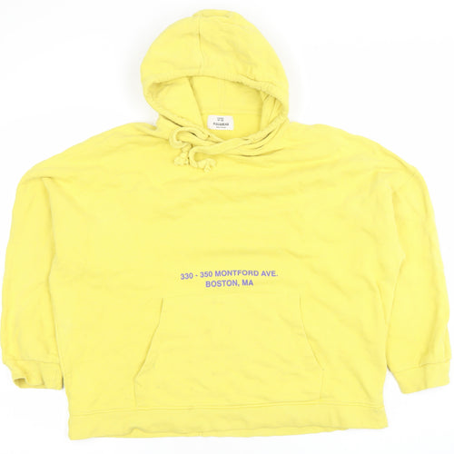 Pull&Bear Womens Yellow Cotton Pullover Hoodie Size 12 M