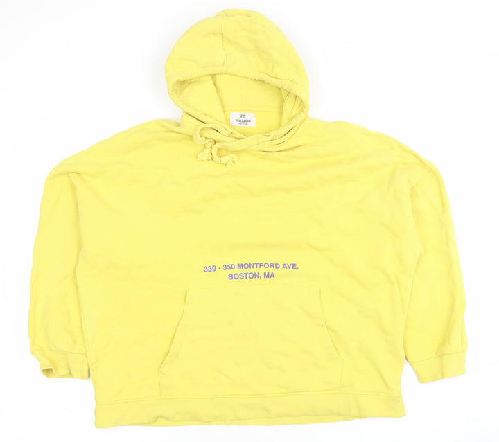 Pull&Bear Womens Yellow Cotton Pullover Hoodie Size 12 M