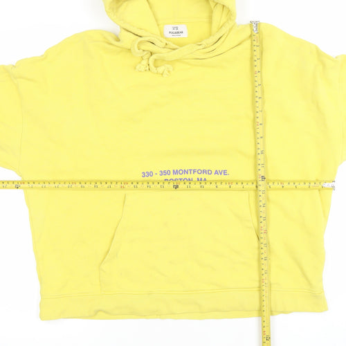 Pull&Bear Womens Yellow Cotton Pullover Hoodie Size 12 M