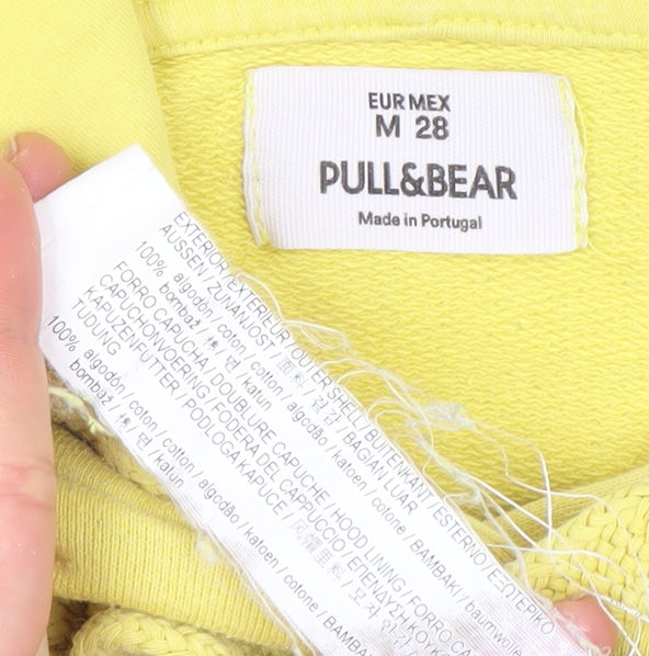 Pull&Bear Womens Yellow Cotton Pullover Hoodie Size 12 M