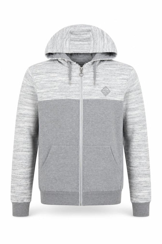 Front view of Primark Men's Grey Full Zip Hoodie XS Regular Fit