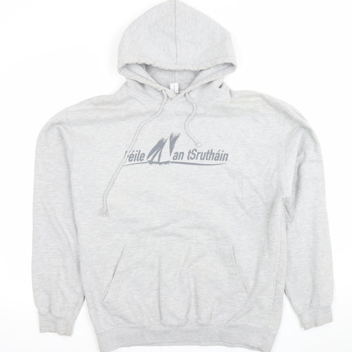 Just Hoods Men's Grey Nautical Graphic Pullover Hoodie L