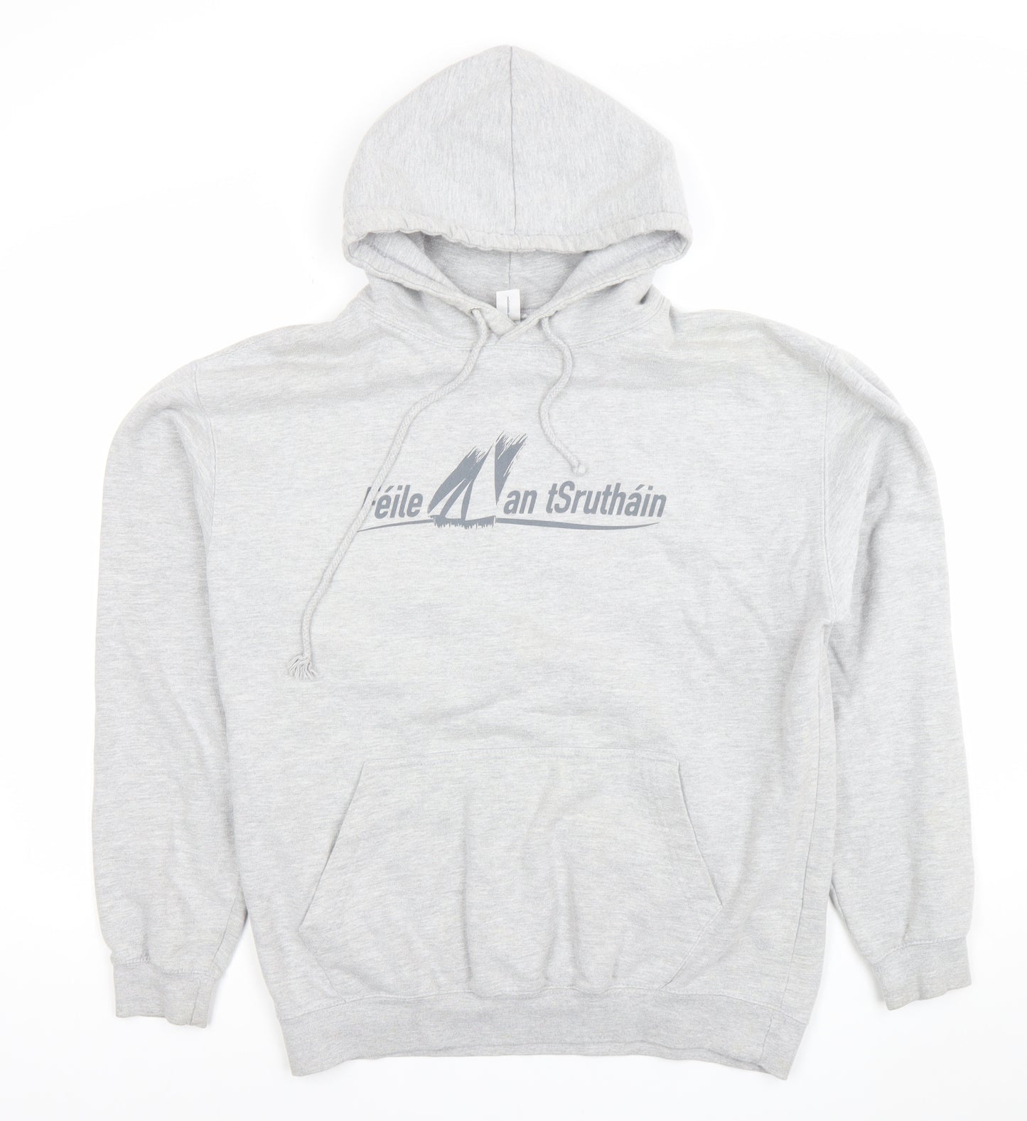 Just Hoods Men's Grey Nautical Graphic Pullover Hoodie L