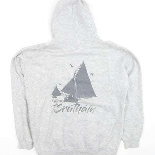 Just Hoods Men's Grey Nautical Graphic Pullover Hoodie L