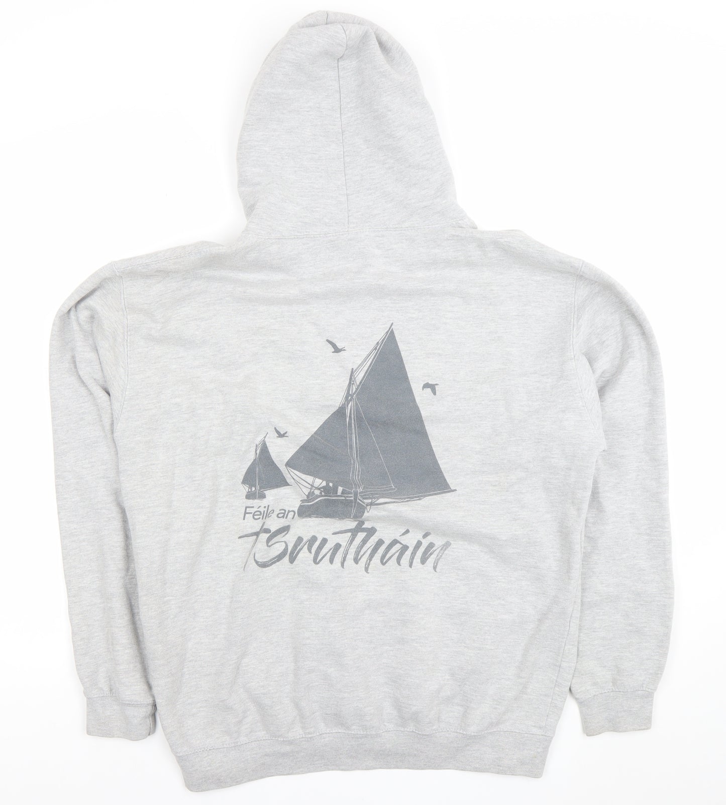 Just Hoods Men's Grey Nautical Graphic Pullover Hoodie L