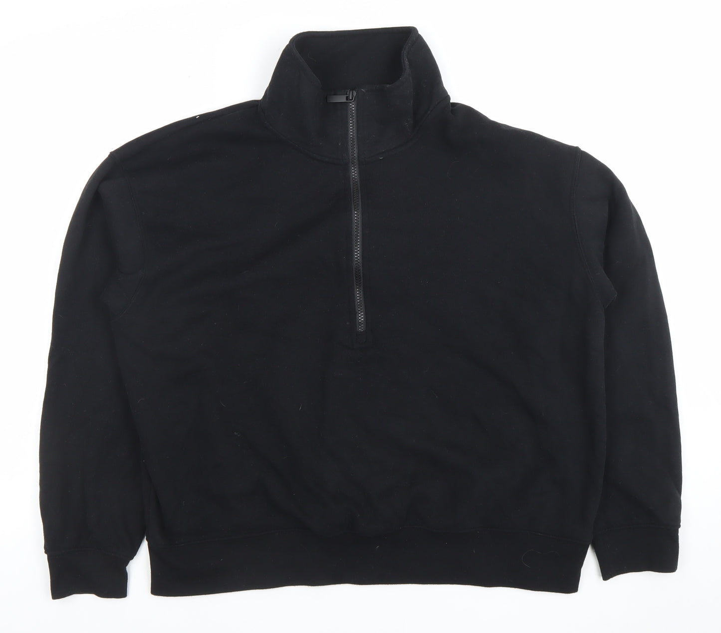 Dunnes Women Black 1/2 Zip Pullover Sweatshirt Size L Cotton Blend