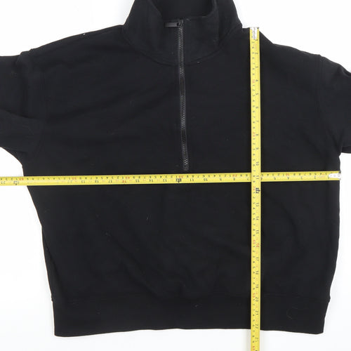 Dunnes Women Black 1/2 Zip Pullover Sweatshirt Size L Cotton Blend