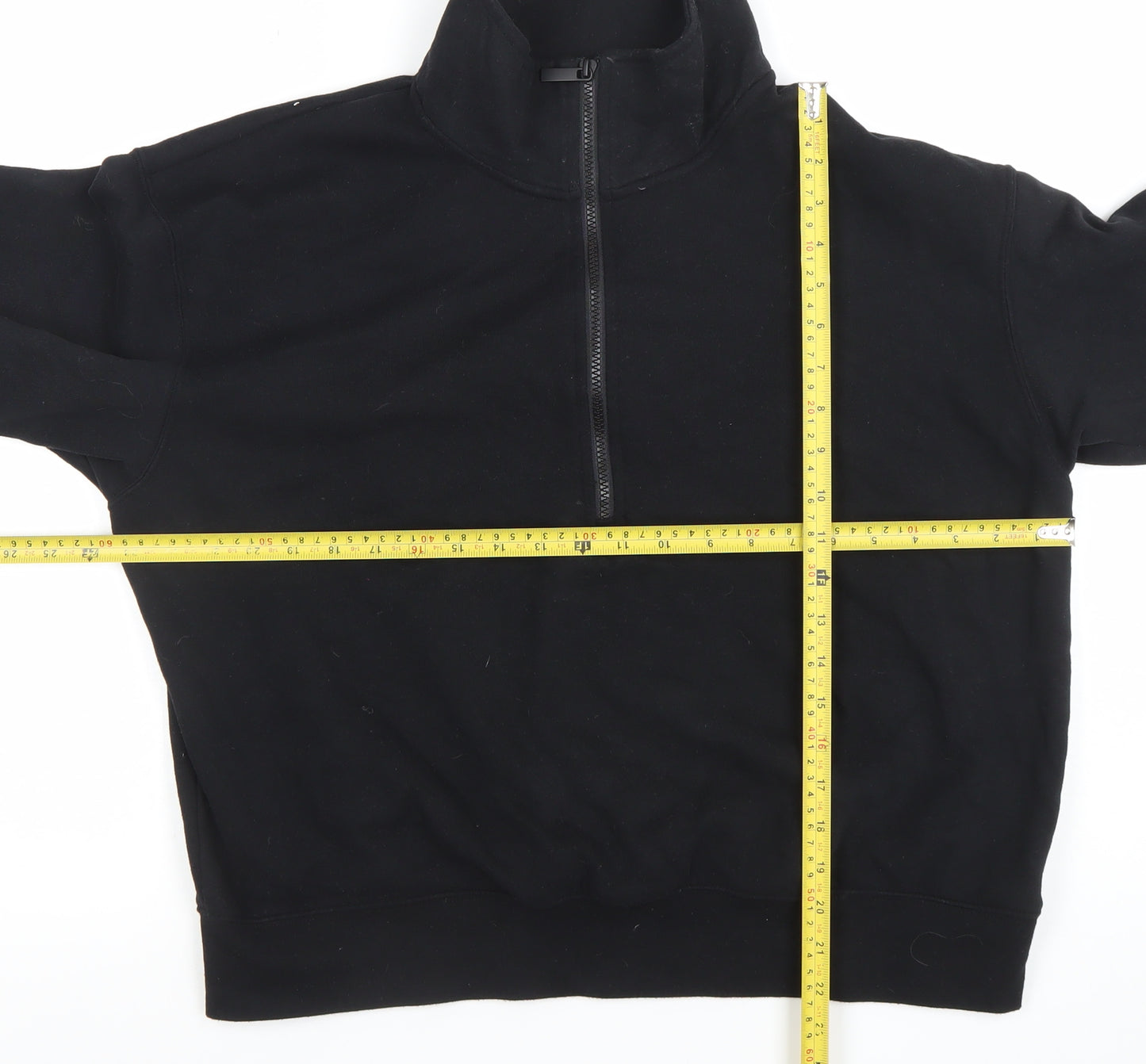 Dunnes Women Black 1/2 Zip Pullover Sweatshirt Size L Cotton Blend