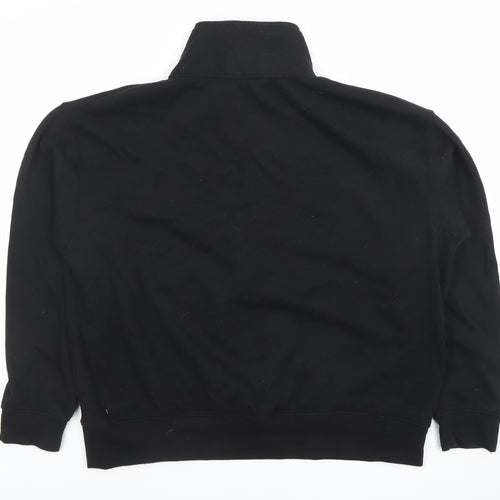 Dunnes Women Black 1/2 Zip Pullover Sweatshirt Size L Cotton Blend