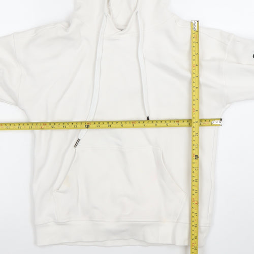 Gym+Coffee Women White Pullover Hoodie Size S Cotton Blend Athleisure