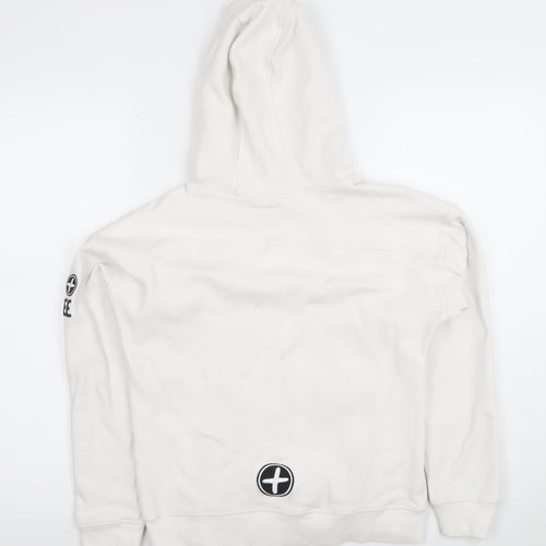 Gym+Coffee Women White Pullover Hoodie Size S Cotton Blend Athleisure