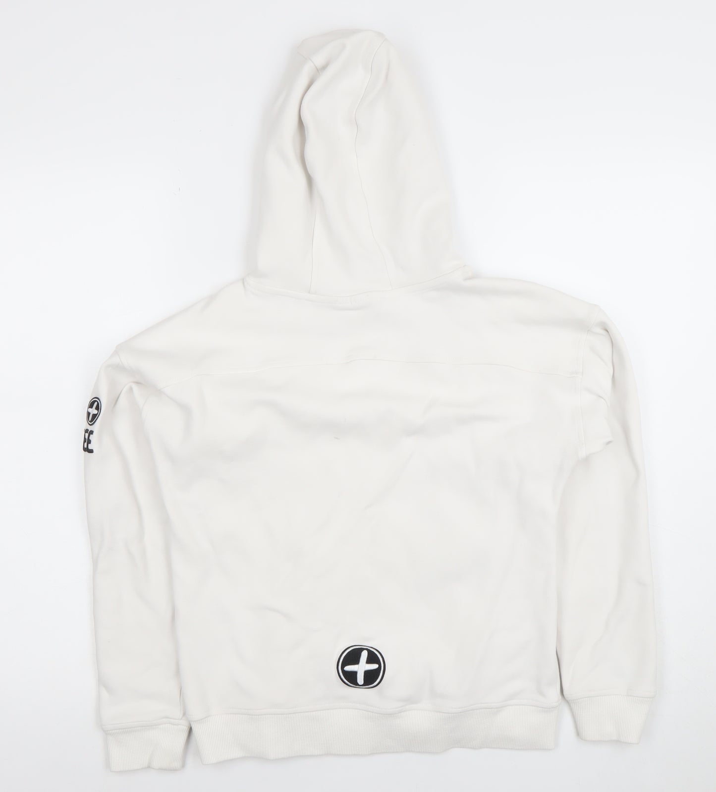 Gym+Coffee Women White Pullover Hoodie Size S Cotton Blend Athleisure