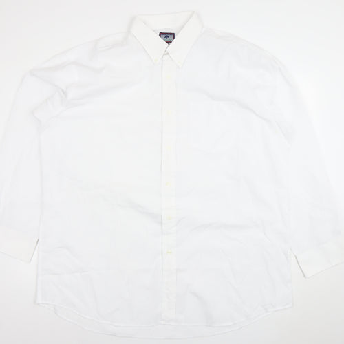 Roundtree & Yorke Men's White 46 Regular Fit Long Sleeve Dress Shirt