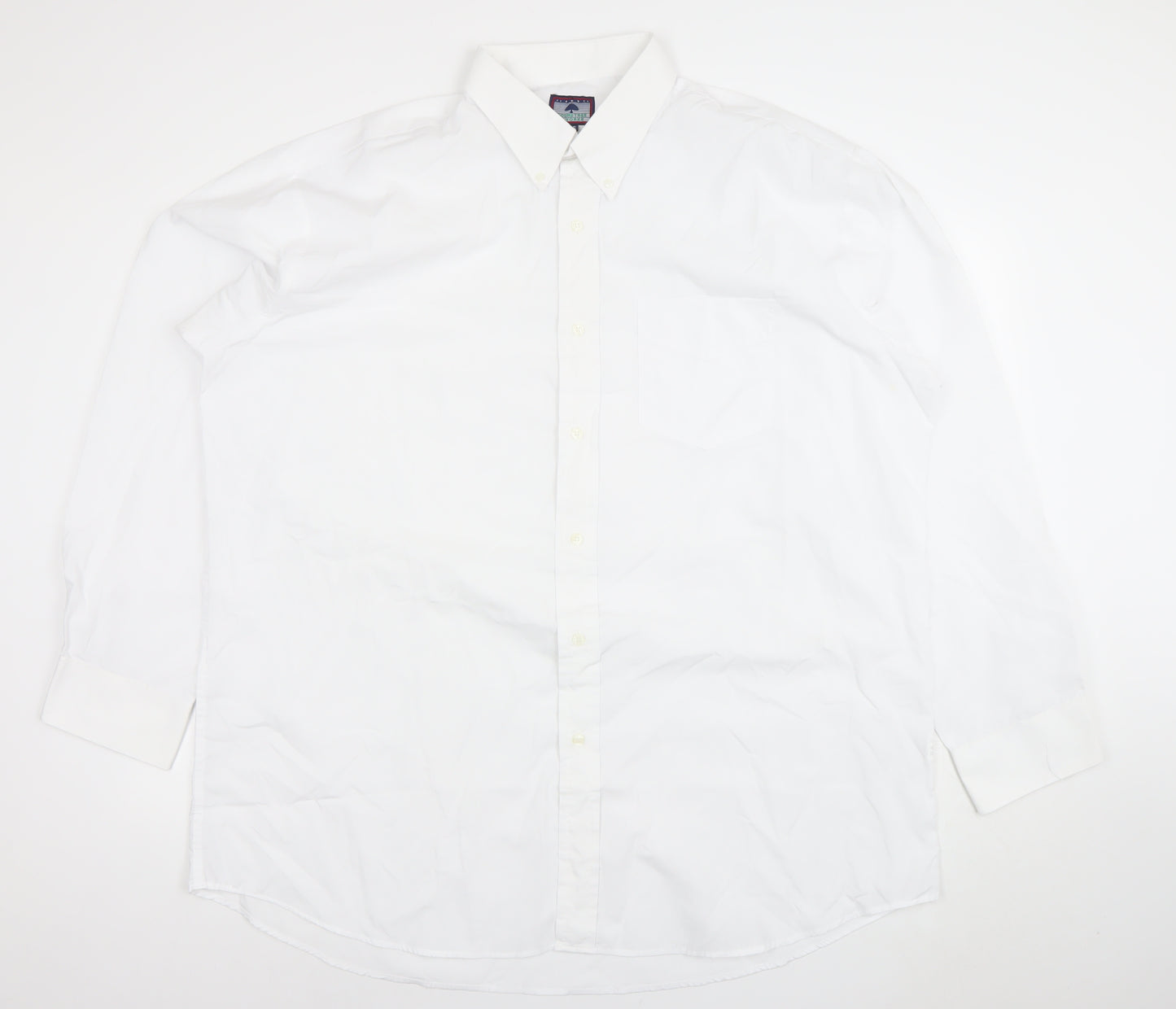 Roundtree & Yorke Men's White 46 Regular Fit Long Sleeve Dress Shirt