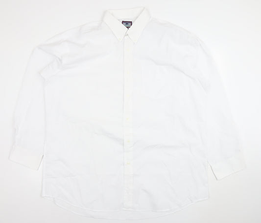 Roundtree & Yorke Men's White 46 Regular Fit Long Sleeve Dress Shirt