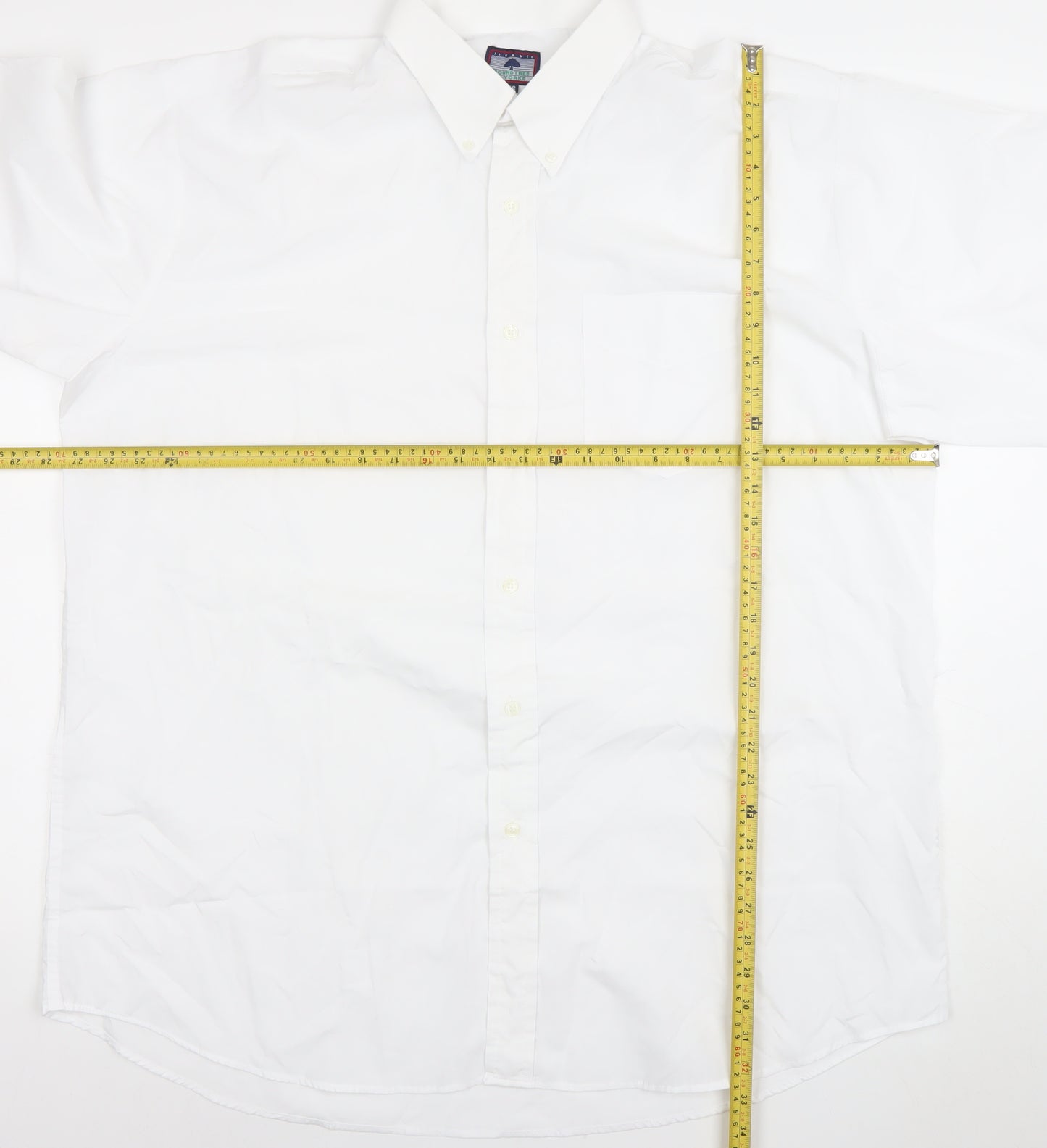 Roundtree & Yorke Men's White 46 Regular Fit Long Sleeve Dress Shirt