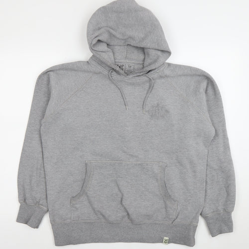 Men’s Grey Pullover Hoodie M Regular Fit Cotton Blend Graphic Print