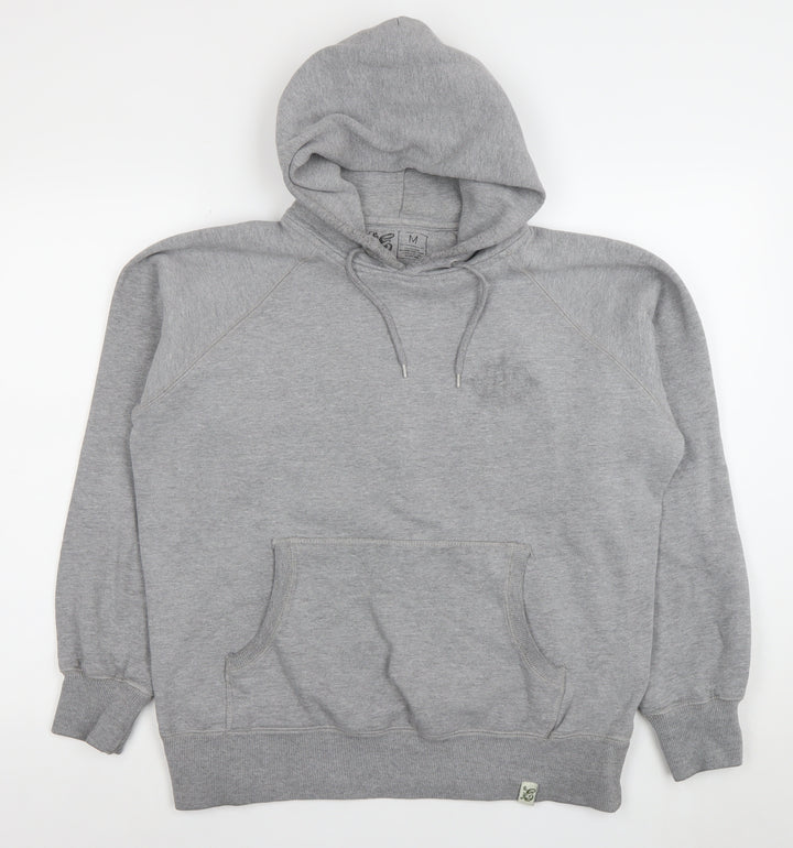 Men’s Grey Pullover Hoodie M Regular Fit Cotton Blend Graphic Print