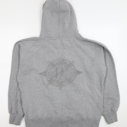 Men’s Grey Pullover Hoodie M Regular Fit Cotton Blend Graphic Print