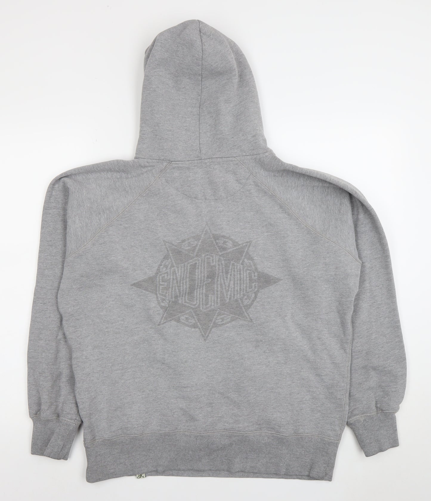 Men’s Grey Pullover Hoodie M Regular Fit Cotton Blend Graphic Print