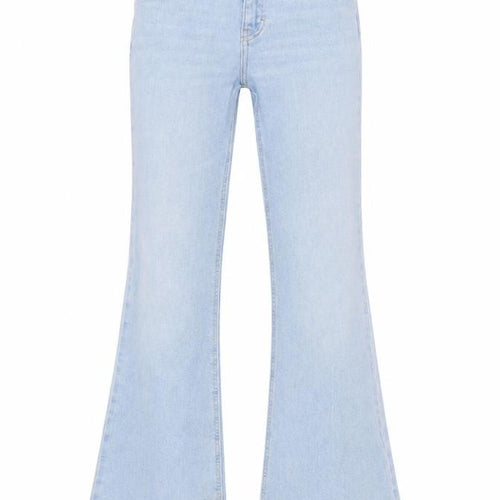 Pull&Bear Women Blue Flared Denim Jeans Size 6 Mid Rise Stretch