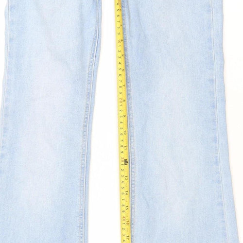 Pull&Bear Women Blue Flared Denim Jeans Size 6 Mid Rise Stretch