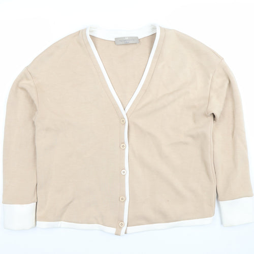 Paul Costelloe Living Women's Beige V-Neck Cardigan S
