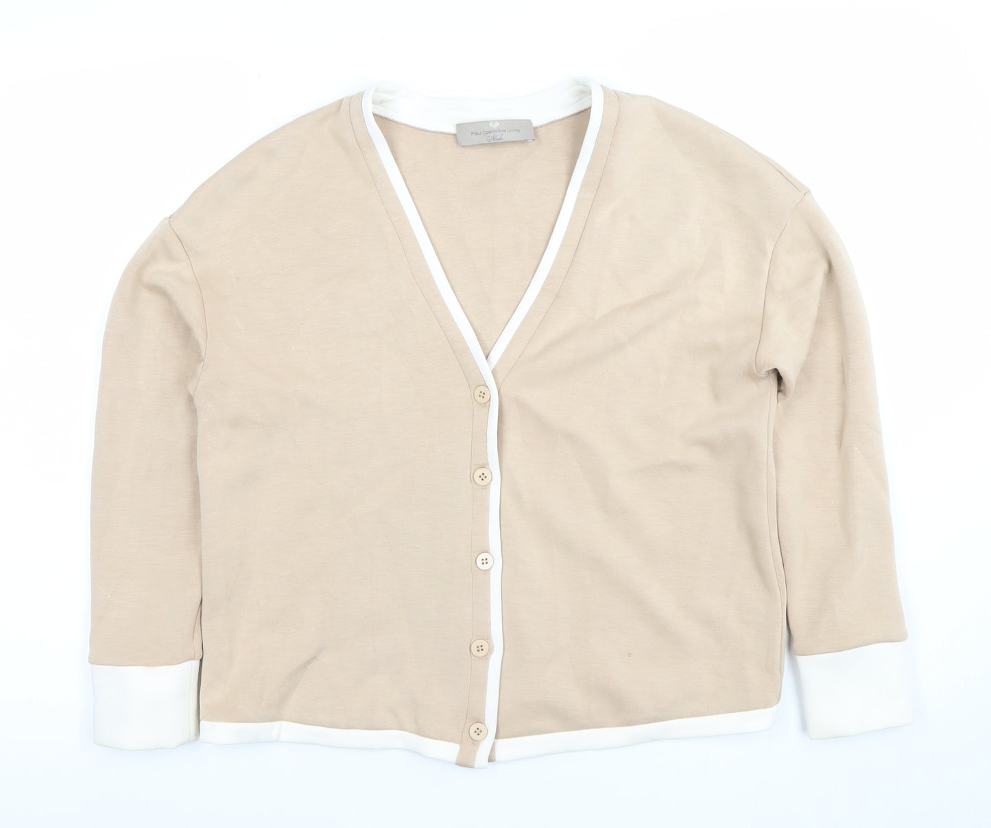 Paul Costelloe Living Women's Beige V-Neck Cardigan S