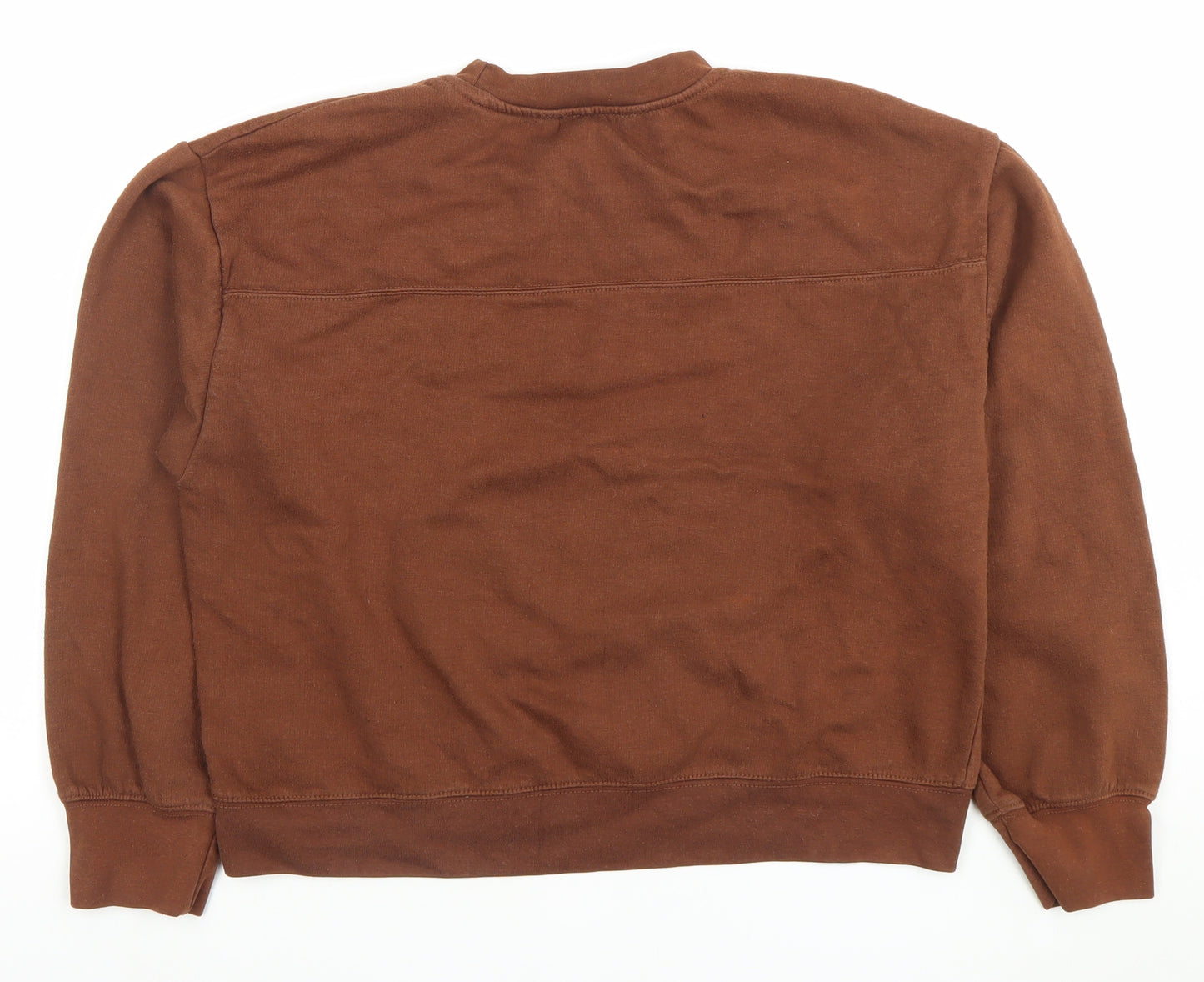 Zara Women Brown Pullover Sweatshirt Size L Crew Neck Cotton Blend