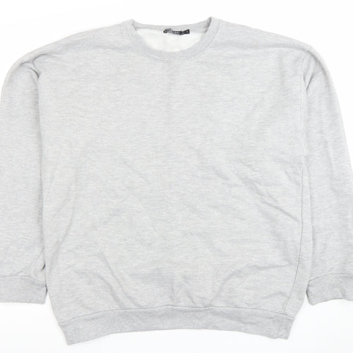 Nasty Gal Women Grey XL Pullover Sweatshirt Cotton Blend Crew Neck