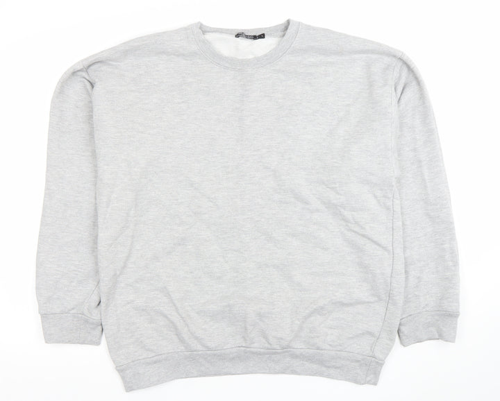 Nasty Gal Women Grey XL Pullover Sweatshirt Cotton Blend Crew Neck