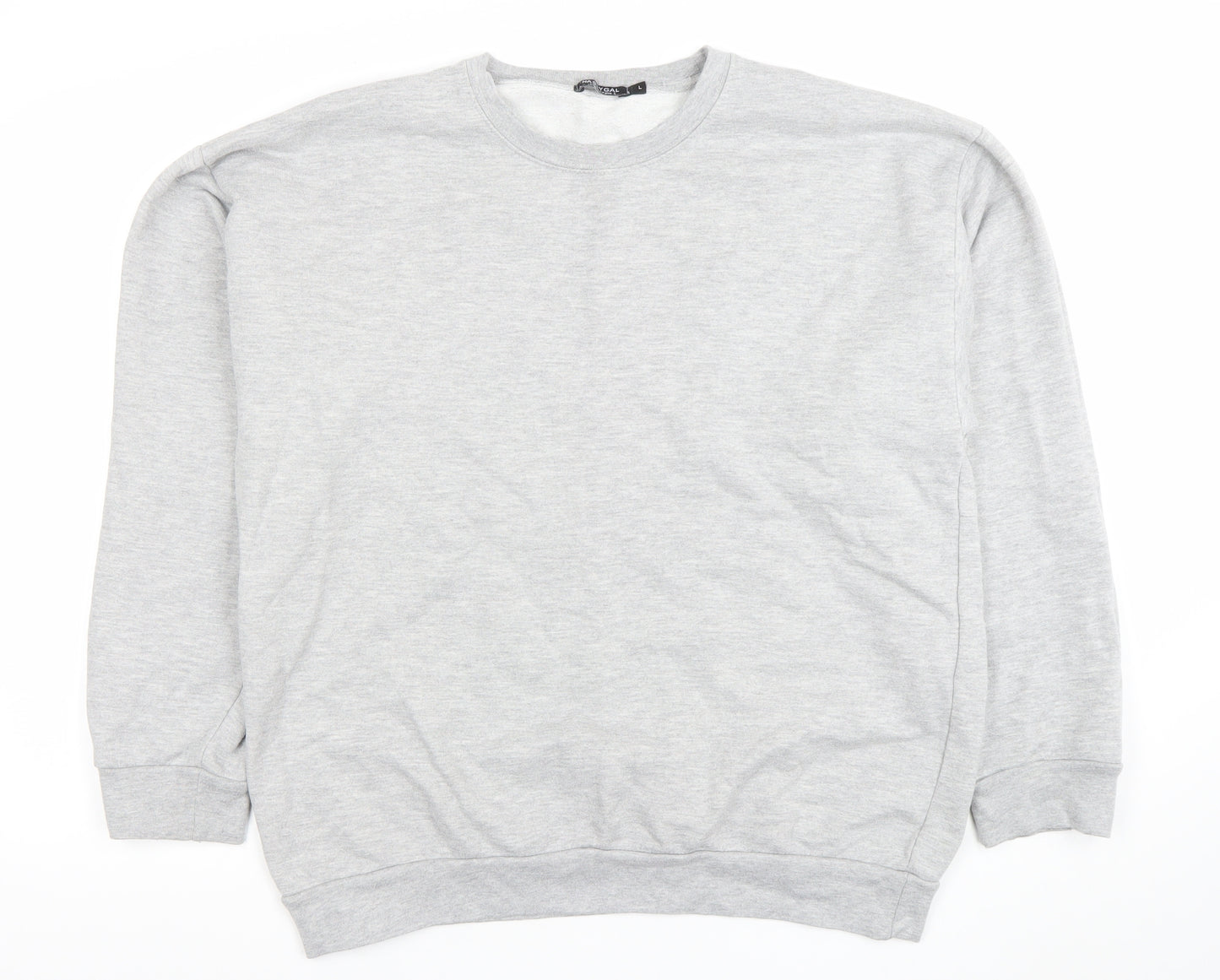 Nasty Gal Women Grey XL Pullover Sweatshirt Cotton Blend Crew Neck