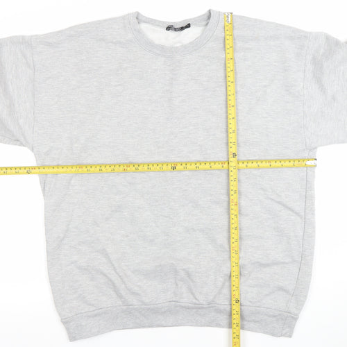 Nasty Gal Women Grey XL Pullover Sweatshirt Cotton Blend Crew Neck