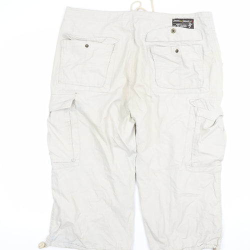 Smith and Jones Men's Beige Cargo Shorts Size 34 Cotton Drawstring