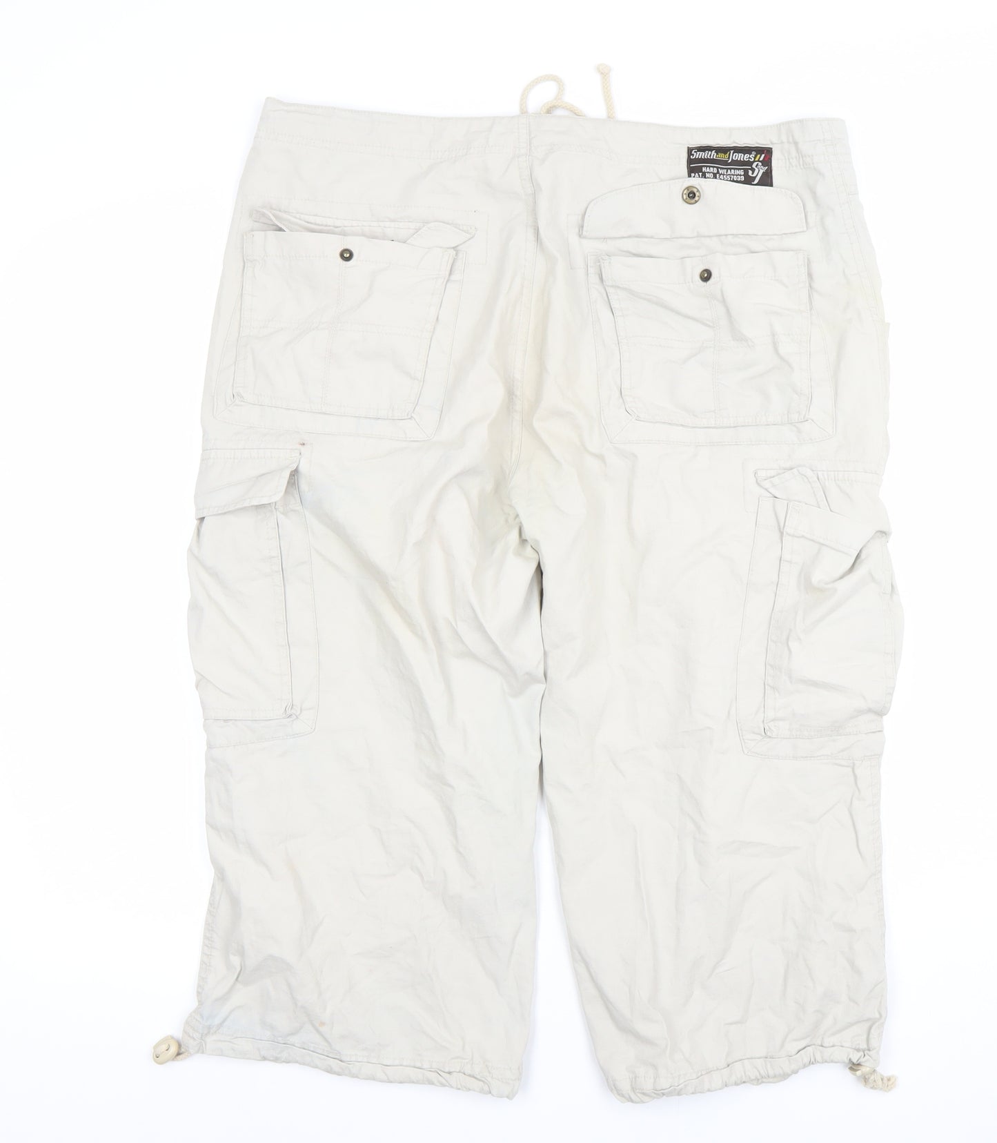 Smith and Jones Men's Beige Cargo Shorts Size 34 Cotton Drawstring