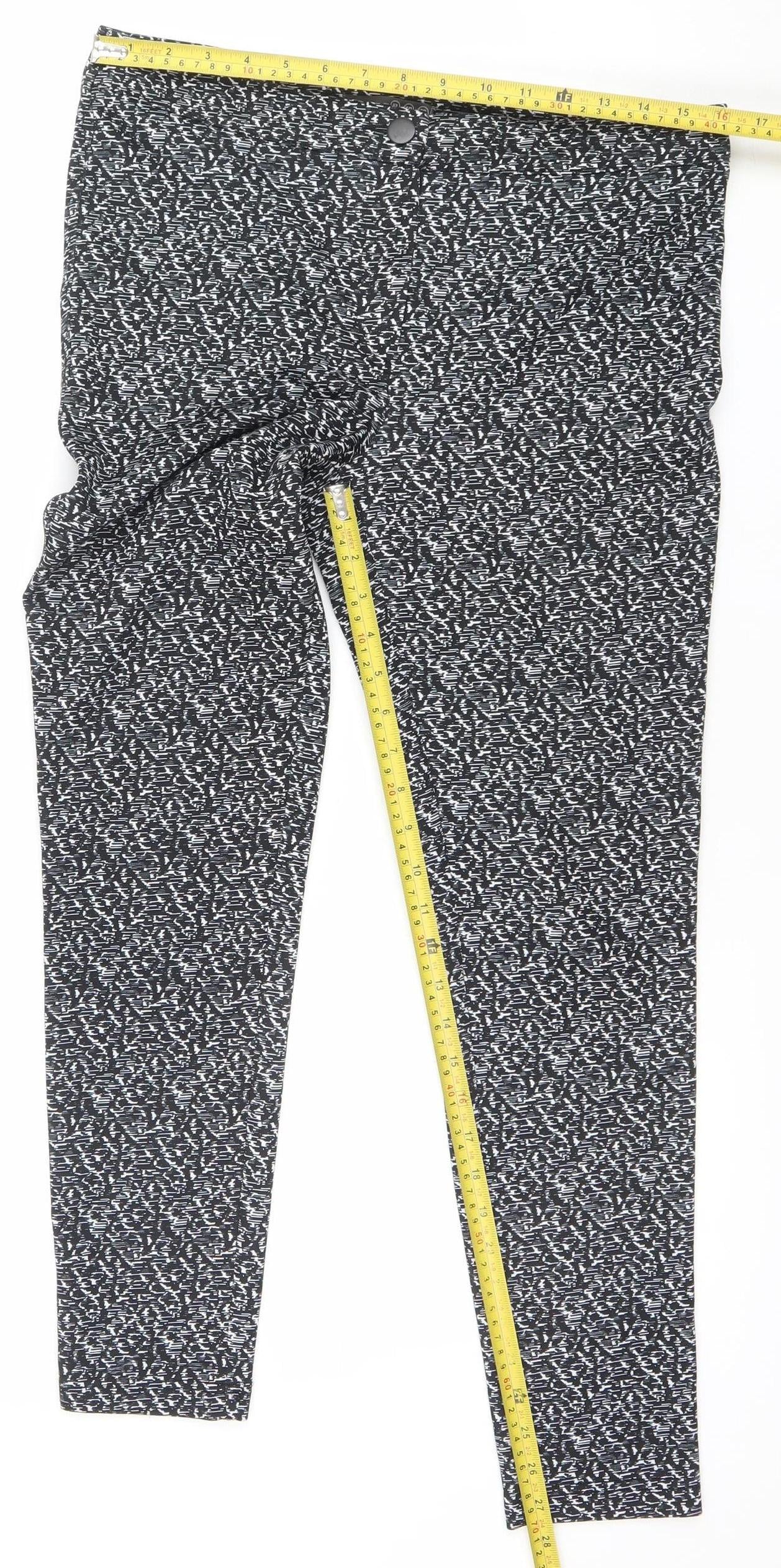 Atmosphere Women Black & White Pattern Leggings Size 12 Polyester Elastane