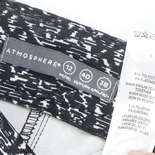 Atmosphere Women Black & White Pattern Leggings Size 12 Polyester Elastane