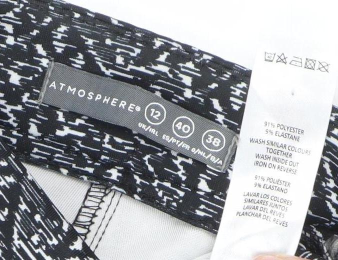 Atmosphere Women Black & White Pattern Leggings Size 12 Polyester Elastane